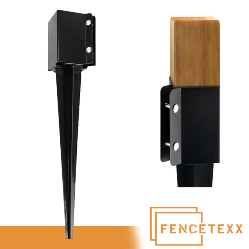 Black Powder Coated Fence Post Spike – Heavy Duty Support | 50 x 450mm