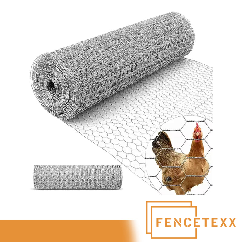 Galvanised Hexagonal Wire Mesh Roll – 50mm Hole | 0.9mm Wire | 1.2m x 25m