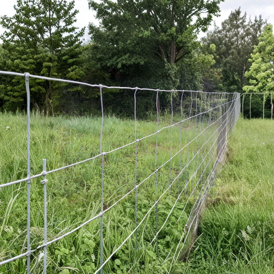 0.8m Stock Wire Mesh Fencing – Galvanised Steel Field Fence – 50m Roll – Heavy-Duty Livestock & Garden Wire – 2.5mm Edging Wires, 2.0mm Inner Wires