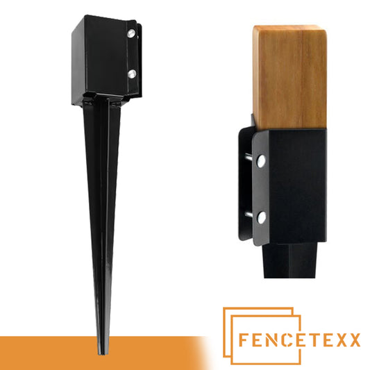 Black Powder Coated Fence Post Spike – Heavy Duty Support | 50 x 450mm