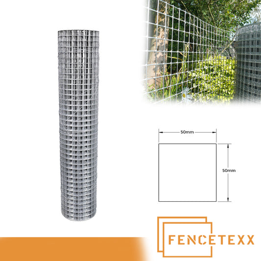 Premium Galvanised Square Wire Mesh Roll – 1.2m x 15m | 50mm Hole | 2mm Wire